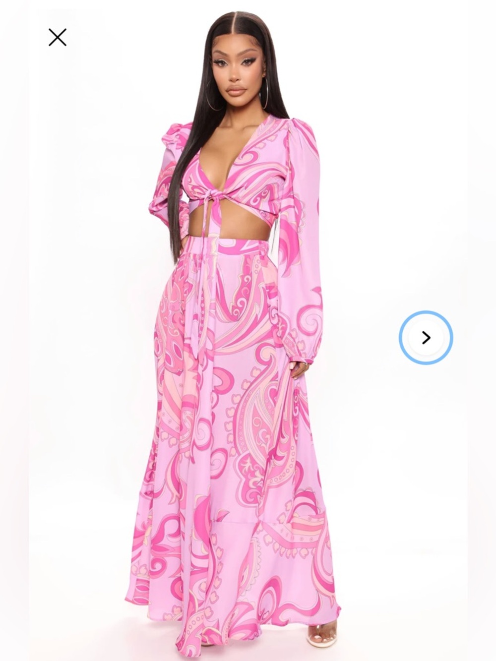 Fashion Nova Pink Paisley Print Maxi Skirt